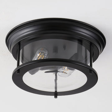 Lauren 13.25" Metal/Glass LED Flush Mount - JONATHAN Y